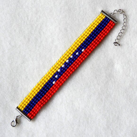 Venezuela Venezuelan flag bead bracelet, handmade, adjustable length - Picture 2 of 5
